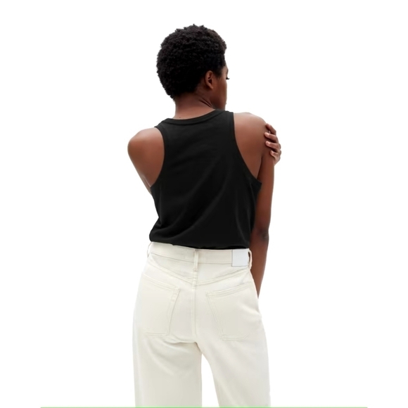 Everlane Tank Top Womens Large Black The Re Cotton Racerback Sleeveless Scoop - Picture 2 of 11